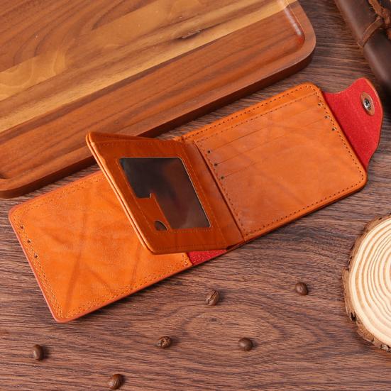 Retro Men Wallet Portable Waterproof Faux Leather Slim Credit Card Holder Bi-fold Short Wallet Multi-functional Front Pocket Wallet