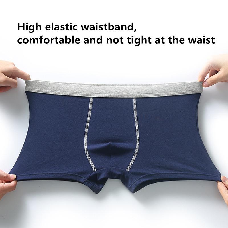 5 Pcs Men Cotton Boxer Briefs Mid‑Waist Antibacterial Breathable Underpants Comfort Soft Contrast Waistband Male Underwear L XL 2XL 3XL 4XL 5XL 6XL