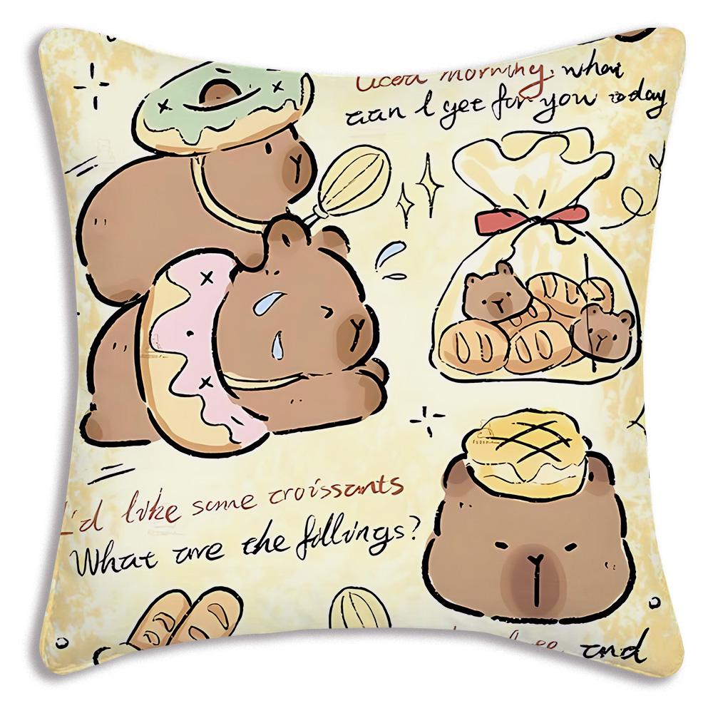 Cute animal C-Capybaras Pillow Covers Cartoon Sofa Decorative Home Double-sided Printing Short Plush Cute Cushion Cover