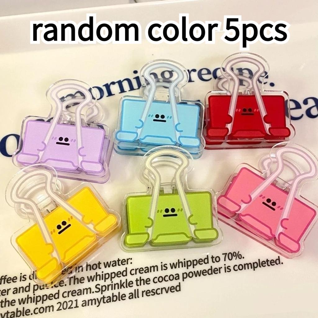5pcs Color Cartoon Acrylic Tail Clip, Office Stationery, Document Ticket Clip, Manual Ledger Clip,Easy To Carry,Clipped Anywhere