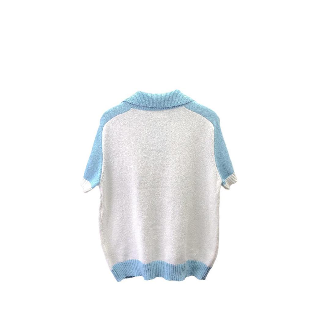 European Style Knit Patchwork Polo - Unisex Design Top