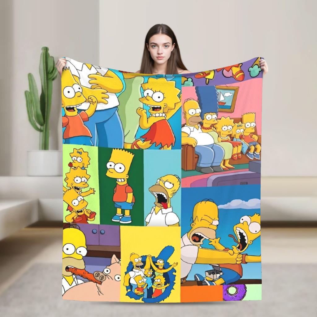 Super Warm Blanket Decorative The Simpsons Cartoon Throw Blanket Flannel Bedspread For Couch Chair Fluffy Sofa Bed Cover