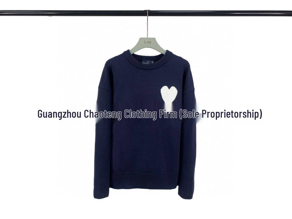 Unisex Liebesherz Klassischer Rundhals Jacquard Pullover - Locker, Trendige Strickware