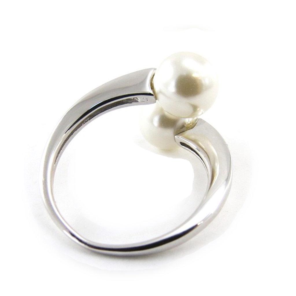 Silver Ring 'Perla' Silver Ivory White (rhodium) - 17x10 Mm