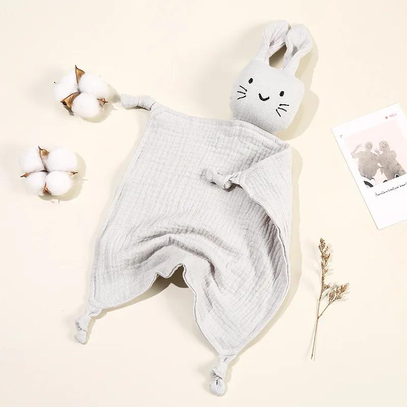 Baby Cotton Muslin Comforter Blanket Bunny Muslin Towel Soft Newborn Sleeping Dolls Cute Cat Kids Sleep Toy  Cloth Blanket