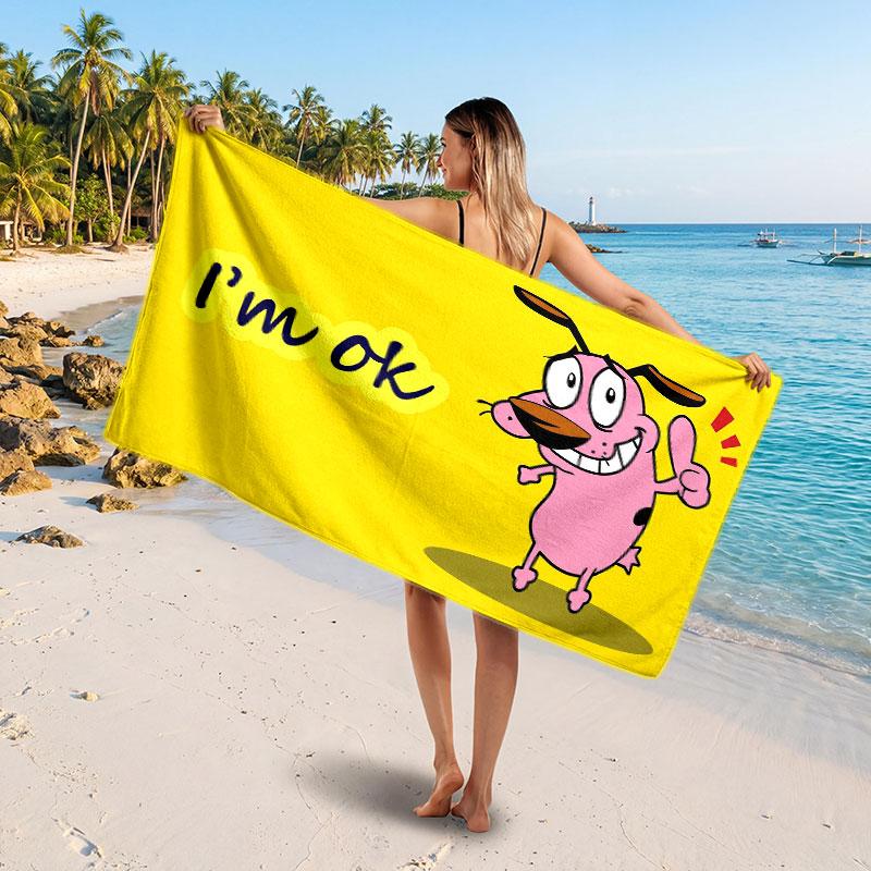Large Beach TowelCourage the Cowardly Dog Soft Absorbent Towel Beach Bath Home Use