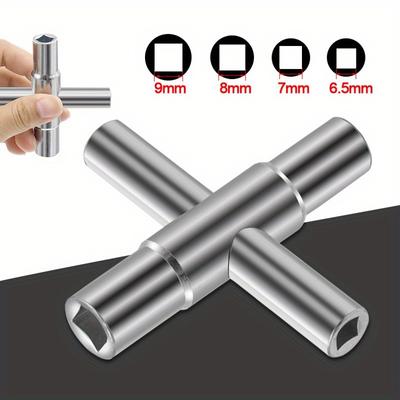 4 In 1 Silver Cross Wrench, Faucet Key, Faucet Tightening Tool Manual Bathroom Wrench Tool, Household Hardware Tools