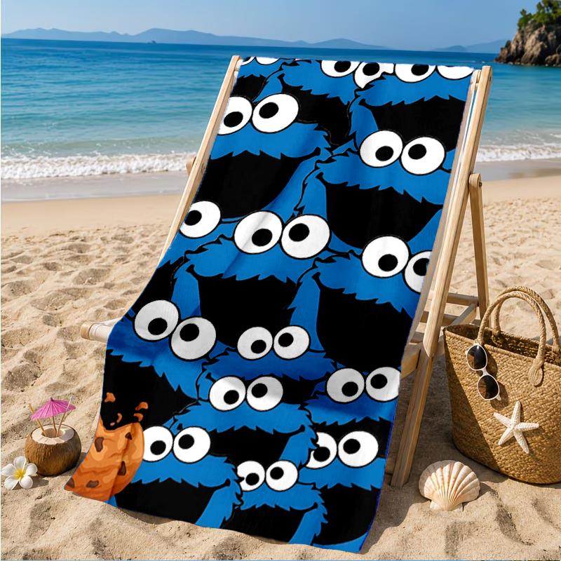 Elmo And Cookie Sesame Friends Beach Towel, Super Soft Microfiber, Perfect Gift for Her/Him, Birthday, for Pool, Beach, Travel, Decor Beach Party