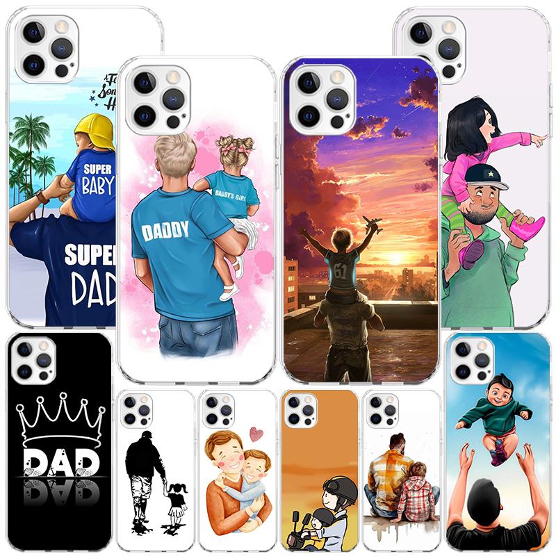 Dad And Baby Girl Boy Phone Case For iPhone 17 Air 16 Pro Max 16E 15 + 14 Plus 11 12 13 Mini 7 8 SE Gift Print Cover Fundas 17 A