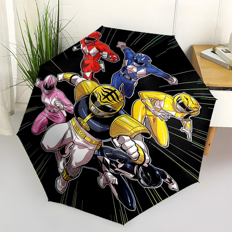 1pc Power Rangers Umbrella, Automatic Opening, Portable 3-Fold Design, 8-Rib Iron Frame, Outdoor, Perfect Gift for Fans, Travelers, Daily Use, Festiva