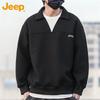 JEEP Men's American Retro Waffle Knit Polo Sweatshirt