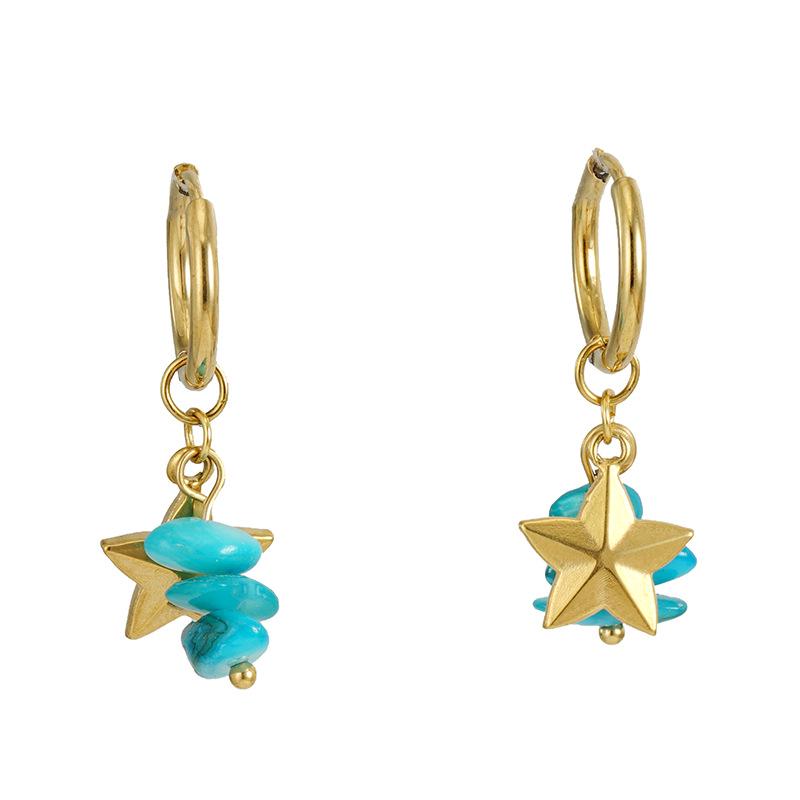 

Серьги-звезды из 18-каратного золота в европейском и американском стиле: Дизайн из натурального камня и нержавеющей стали 18K Gold золотой