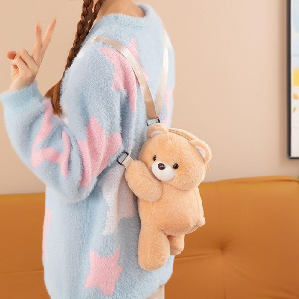 Simple Plush Plaything Plush Bear Crossbody Bag Large Capacity Jk Lolita Kids Backpack Doll Animal Shoulder Bag Students