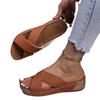 Wedge Heel Thick-soled Slippers Women's Round Head Casual One-pedal Solid Color Cross-heeled Cool Slippers