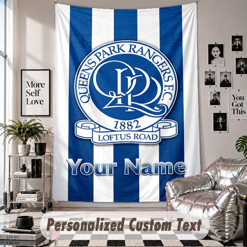 Wall Hanging Tapestry With Custom Name & Text, Queens Park Rangers FC Decorative Tapestry For Bedroom