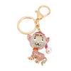 Cute Dog Keychain Bling Handbag Pendant Puppy Car Key Ring Decoration Bag Accessories Pink