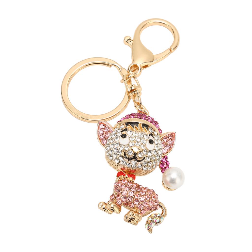 Cute Dog Keychain Bling Handbag Pendant Puppy Car Key Ring Decoration Bag Accessories Pink