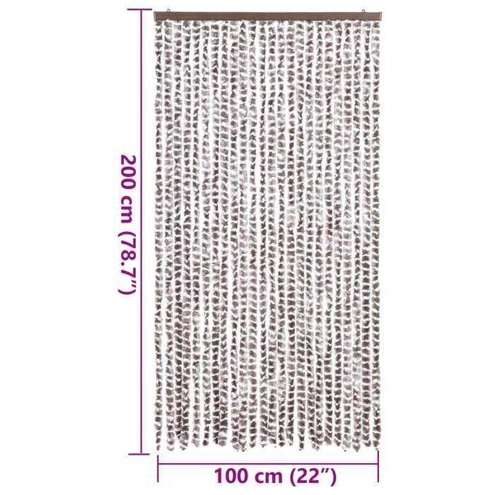 VidaXL Fly Curtain, Insect Screen with Hook, Door Curtain Adjustable Length and Width, Taupe and White 377405