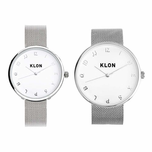Simple Silver Couple's Watches for Men and Women. [Matching Item] KLON MOCK NUMBER -SILVER MESH- Ver. SILVER (40mm X 33mm)