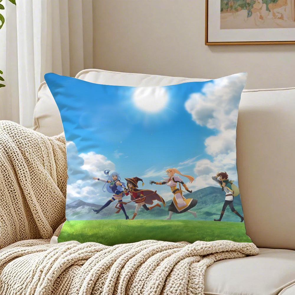 Anime ComedyFantasy KKonosuba Cushion Cover Pillowcase Antidustmite living Room Sofa Decor Cushion Room