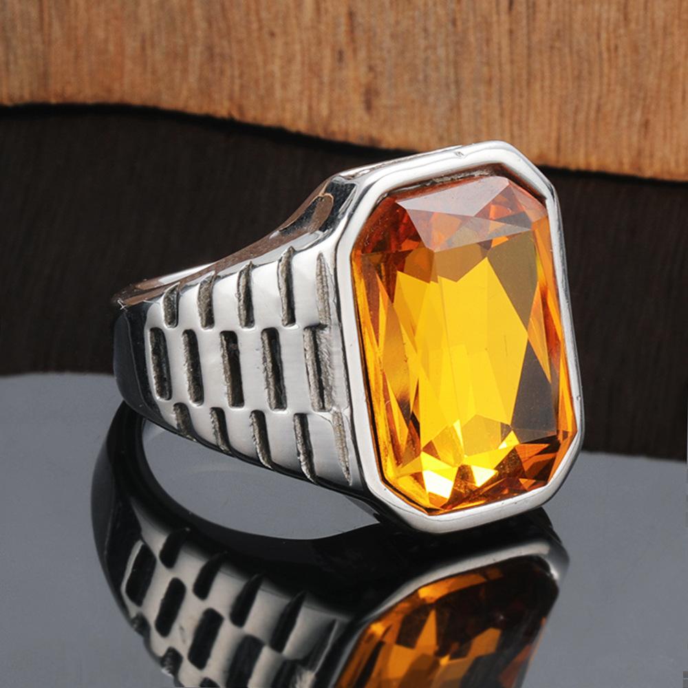 

Men s Square Titanium Ring Minimalist Geometric Gemstone Jewelry Trendy Punk Stainless Steel Band for Men Fashion Accessories No. 10