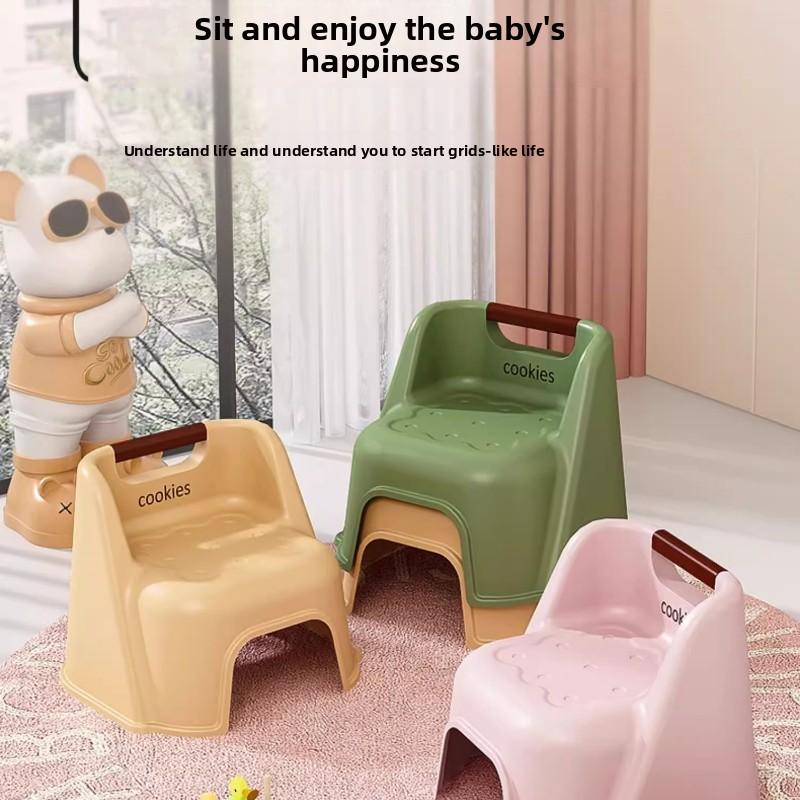 Thick Plastic Children's Cookie Stool, Home Shoe Bench, Non-Slip Bathroom Stool, Cartoon Low Stool for Kids' Room or Bathroom