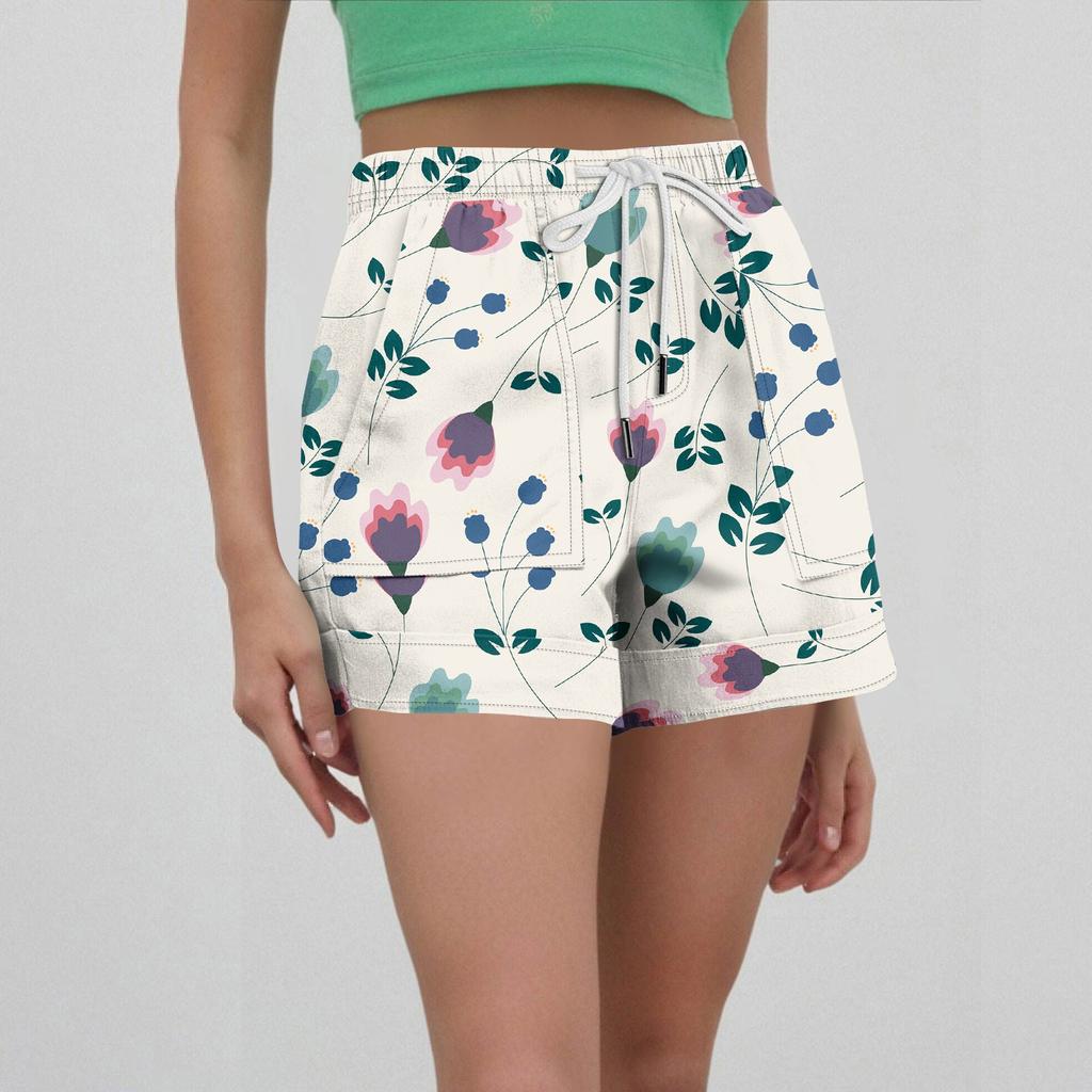 Damen Casual Sommer Elastische Strandshorts Print Casual Shorts