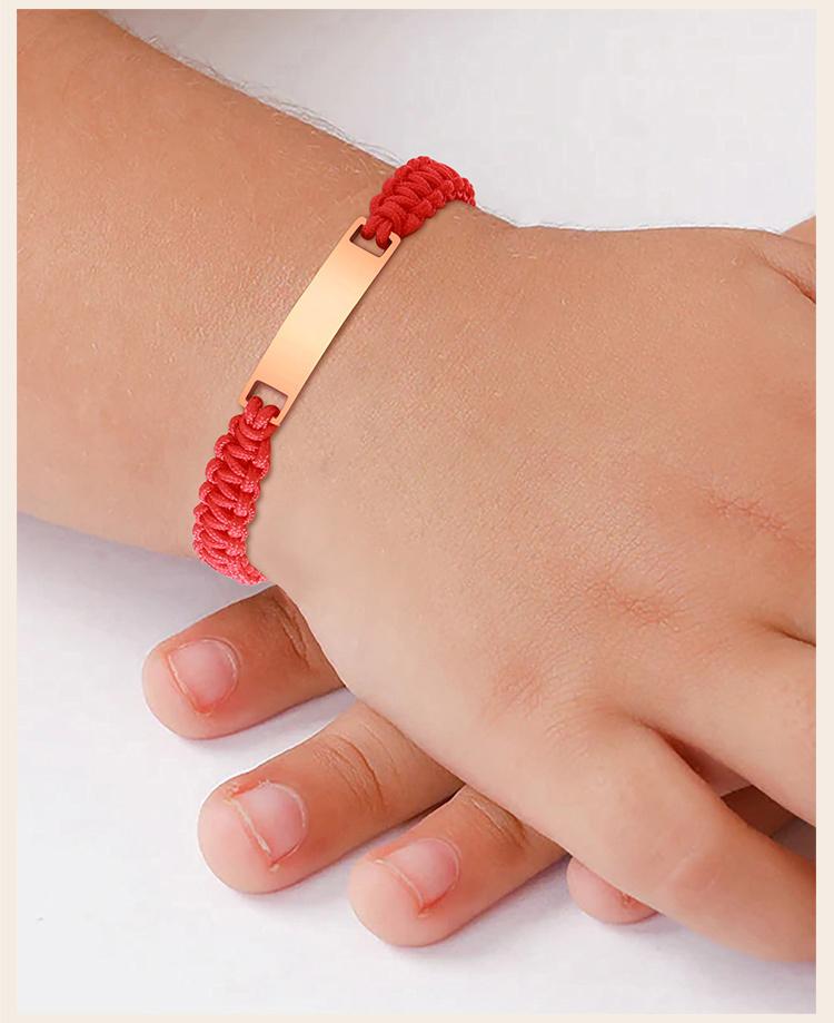 Gepersonaliseerde Baby Bar Armband, Gepersonaliseerde Naam ID Polsbandje, Rode Draad Geluk Verjaardag Doop Cadeau met Kaartje voor Pasgeboren Kind