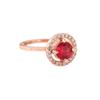 Women's Adjustable Round Halo Solitaire Ring Rose Gold Plated Zirconia Ruby For Women