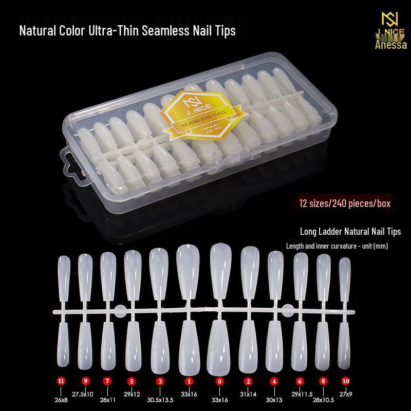 Dual-Use Seamless Transparent Frosted Nail Tips - Extendable Flat/Arc Design