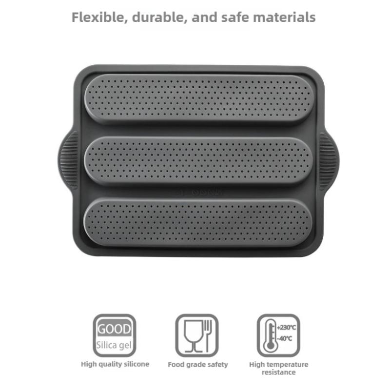 Silicone Baking Mold 3 & 8 Grid Nonstick Loaf Pan Resistant Bakeware For Homemade Bread Sausage Roasting