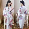 Damen Übergröße Pfau Tang Anzug Seiden-Ausgabe Bademantel Pyjama