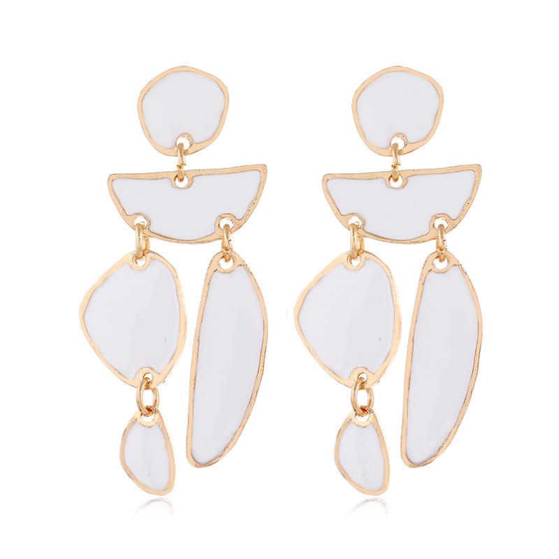 European Creative Enamel Geometric Shape Earrings - Irregular, Colorful Design