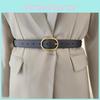 Womens Style Vintage Waist Belt Elliptical Metal Buckle Dress Belt Shapewear