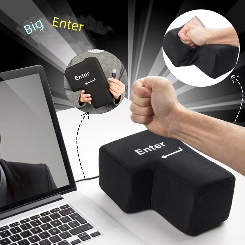 

Big Usb Enter Key Anti Stress Button Decompression Computer Any Keyboard Vent Pillows Button Desktop Pillow Programmer Worker one size