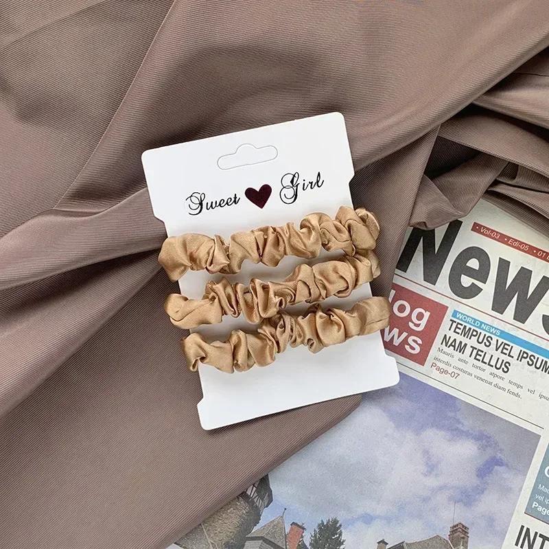 

1/3 шт. Винтажные шелковые резинки для волос Эластичные резинки для волос Однотонные Женские Девичьи Головные уборы Резинки для хвостика Веревка Аксессуары для волос