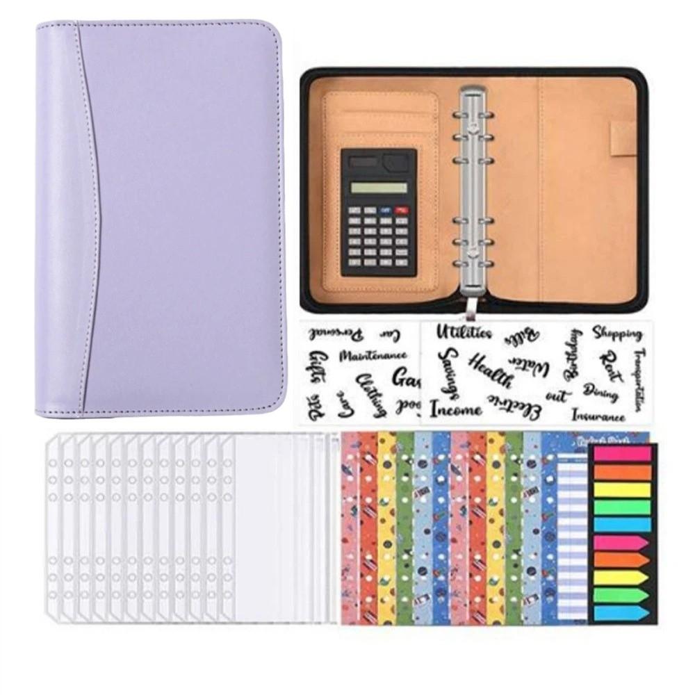 PU Leather Portfolio Binder Cover 6-Ring Business Notebook Loose Leaf Notebook  Conference Use