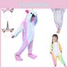 Fluffy Flannel Unicorn Hooded Pajamas Jumpsuit For Kids Winter