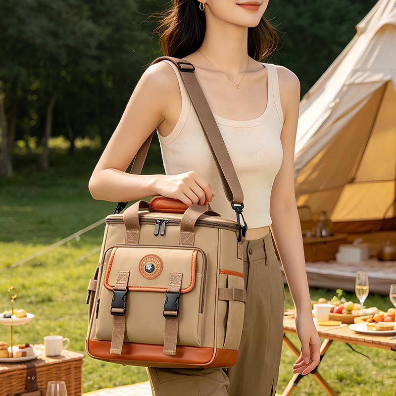 Large Capacity Insulated Outdoor Picnic Crossbody Travel Bag for Camping & Food Storage