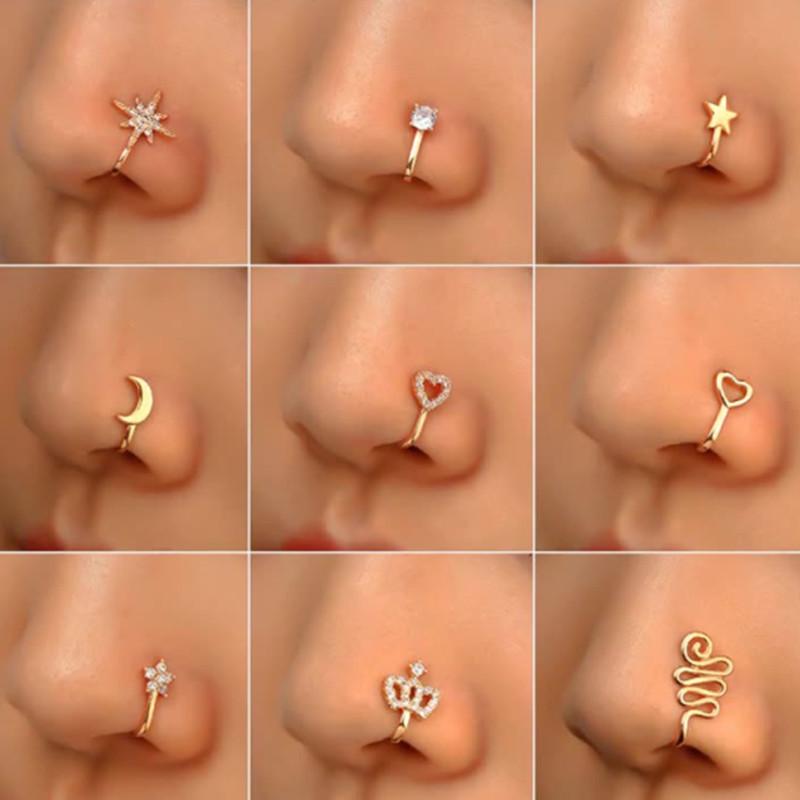 925 Silver Zircon Crown Non-Piercing Ear & Nose Clip Jewelry