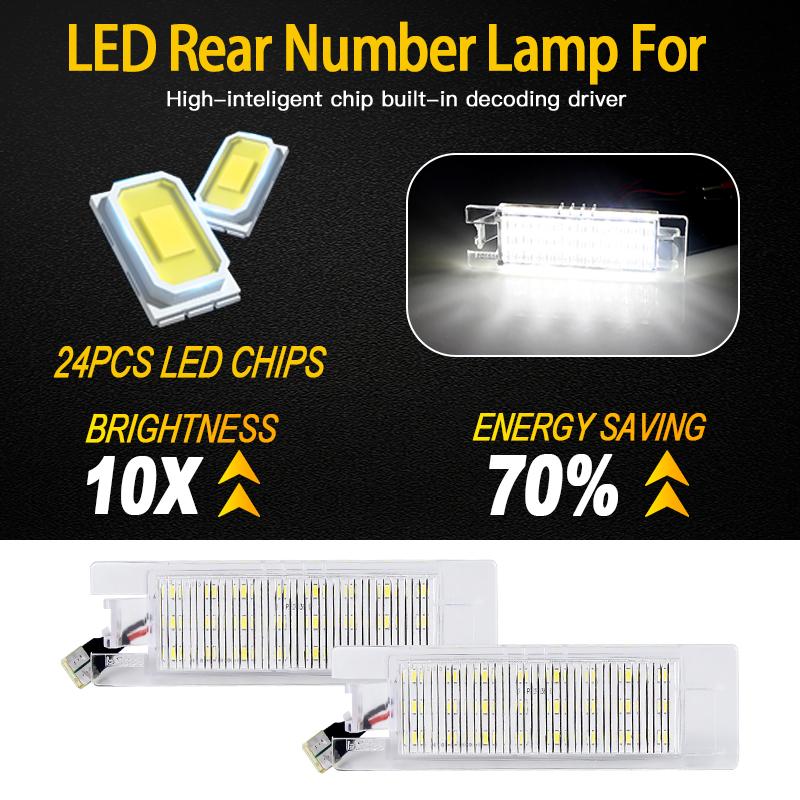 2PCS Rear OEM LED License Plate Light Bulbs For Opel Corsa C 2001-2006 D 2006-2011 E 2014-2019 Astra H 2004-2010 K 2015-2026