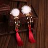 1 Paar chinesische Pompon-Haarklammern für Damen Hochzeitsfeier Fransen-Haarnadeln Stilvolle Accessoires