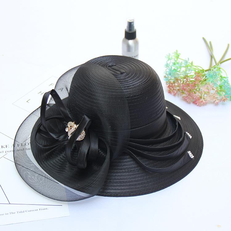 Summer Uv Protection Sun Hat Women'S Hot Diamond Mesh Gauze Hat Outdoor Sun Protection Beach Basin Hat