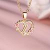 1 Pc Golden Color 26 English Letter Heart Necklace Rose Flower Pendant Wedding Band Jewelry Valentine's Day Gift