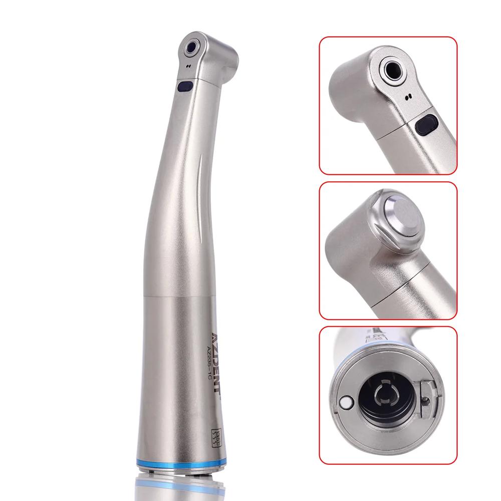 AZDENT Dental Contra Angle LED Fiber Optic Low Speed Handpiece E-type Push Button Type Chuck Handpiece 1:1/1:5/20:1/1:4.2