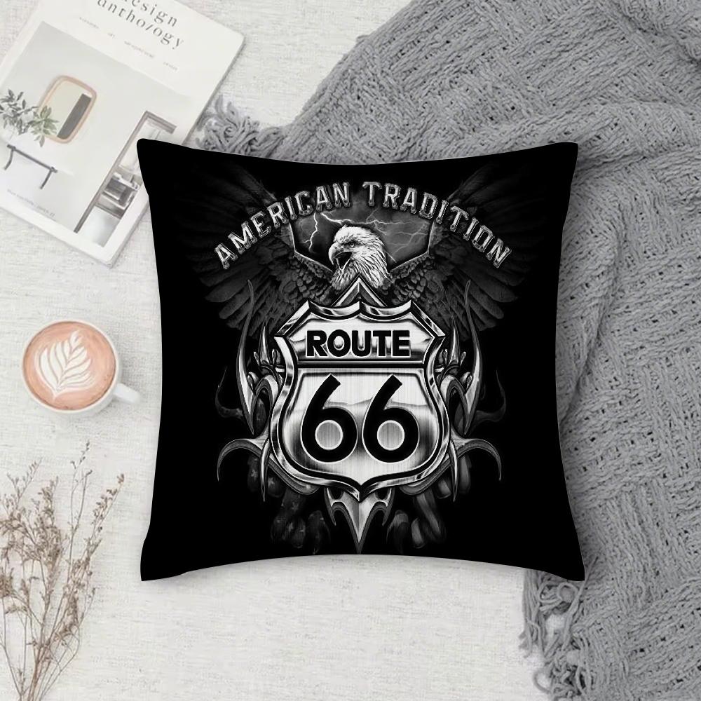 Fashion Us Route 66 Pillow Case Square Double-Sided Printing Sofa Cushion Cover Pillowcase Bedroom Bedside