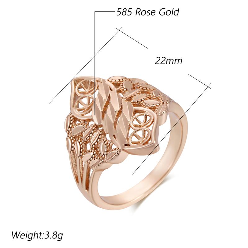 Fashion Glossy Ethnic Bride Rings For Women Unusual Creative Hollow Rhombus  Rose Gold Color Daily Fine Vintage Jewelry