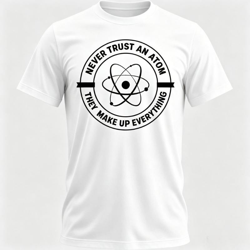 Funny Science Originality Printed Tshirts Top Never Trust An Atom Shirt For Unisex Nerdy Science Chemistry Space Astronomy Lover