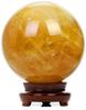 Citrine Round Ball, Citrine Topaz, Yellow Crystal Ball, Purifying Stone, Crystal Ball Ornament, Yellow, with Wooden Base (7cm)