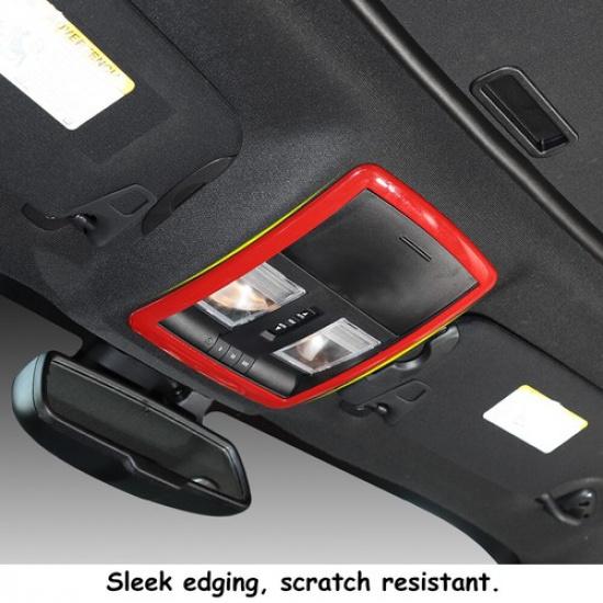 Car Roof Reading Light Frame Decoration Cover for Dodge Challenger 2010- Red